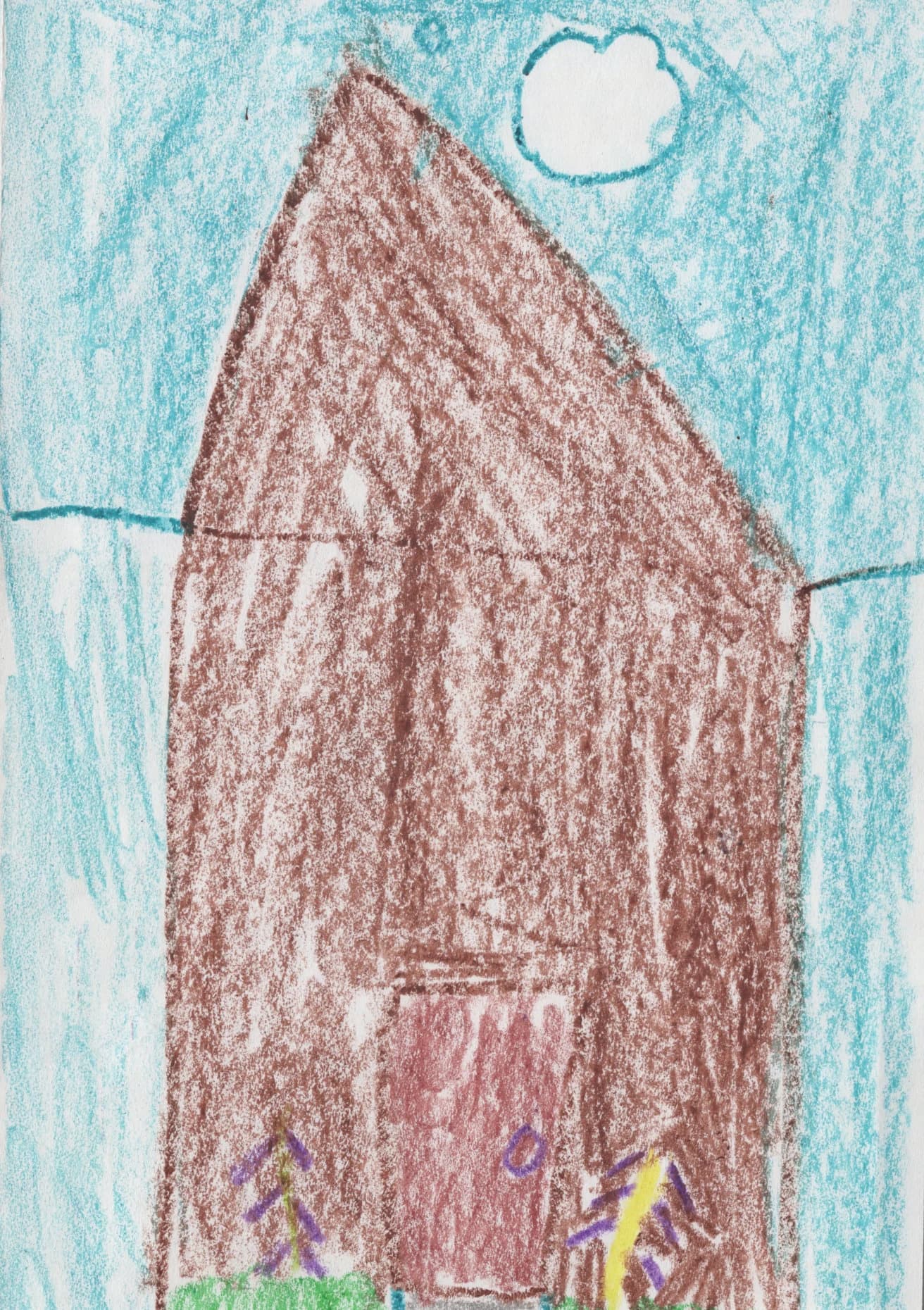 Handmade thank-you card by Kody, 2nd Grade, showing a crayon drawing of the Gehl Home with two people standing near the front door.