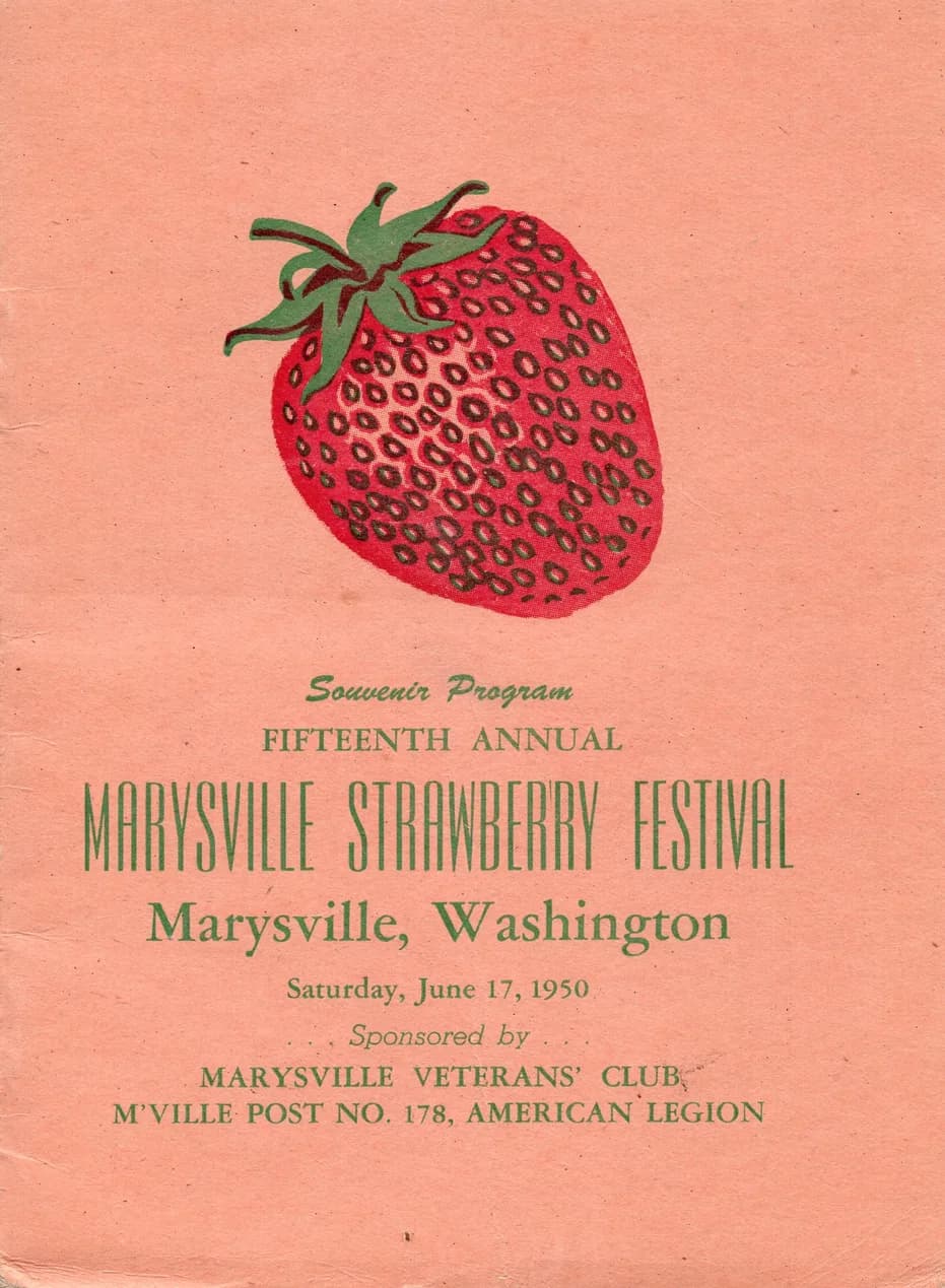 Cover of the Fifteenth Annual Marysville Strawberry Festival souvenir program, June 17, 1950