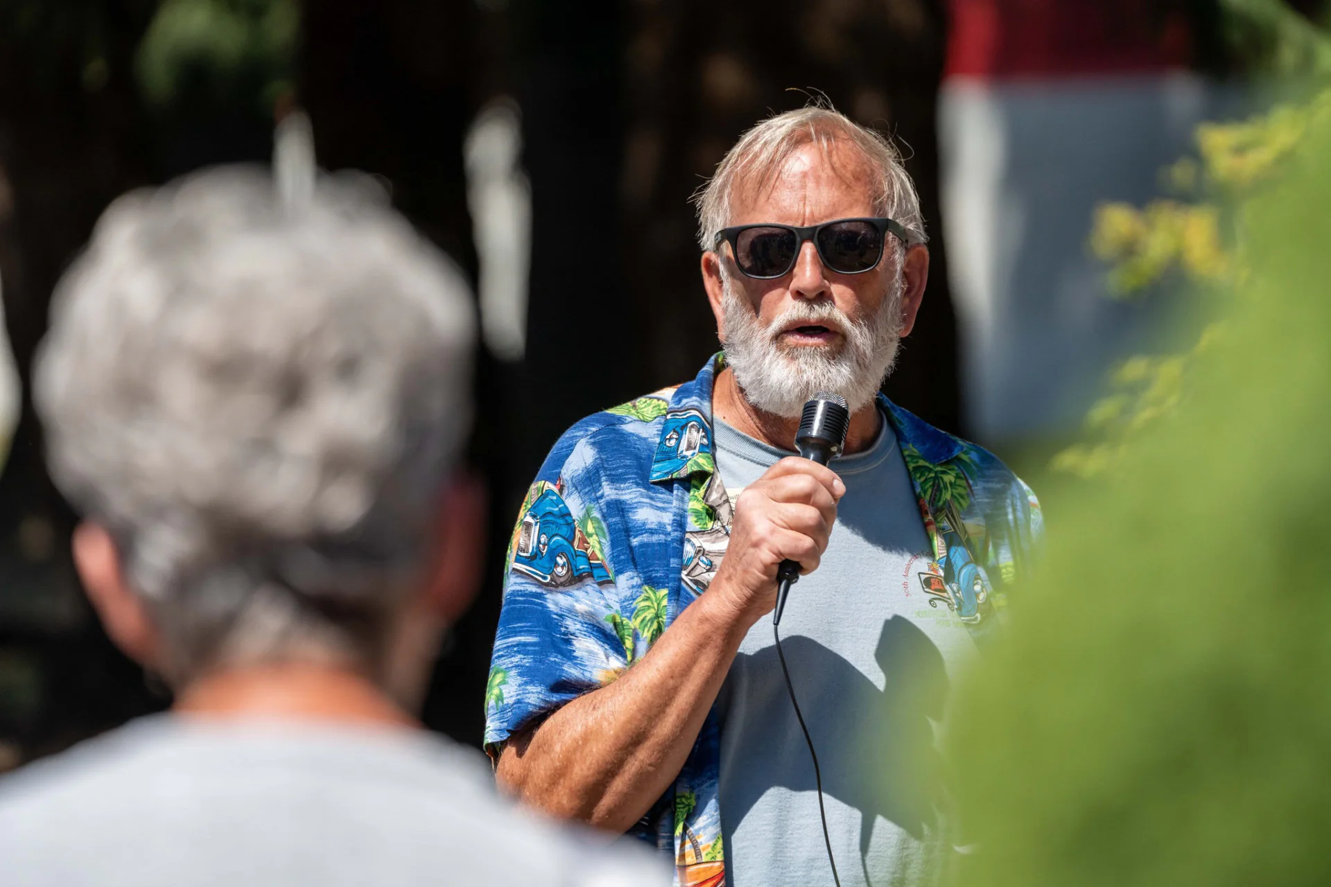 A guide welcomes visitors to the 2025 Marysville Historical Society Cemetery Tour